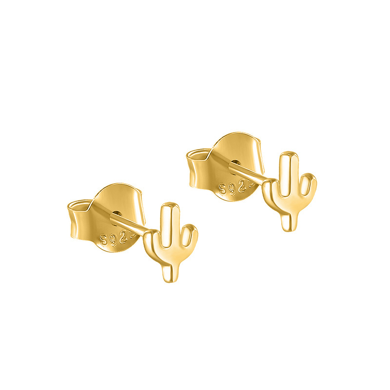 1 Pair Simple Style Cactus Moon Flower Plating Inlay Sterling Silver Zircon 18k Gold Plated Ear Studs display picture 51