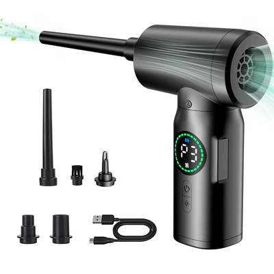 Car Vacuum Blower, Household Cleaning Wireless Portable Vacuum Cleaner, Multi-Functional Vacuum Blower, Air Pump, Vacuumable (Tozsoranlar) - black-single-blow