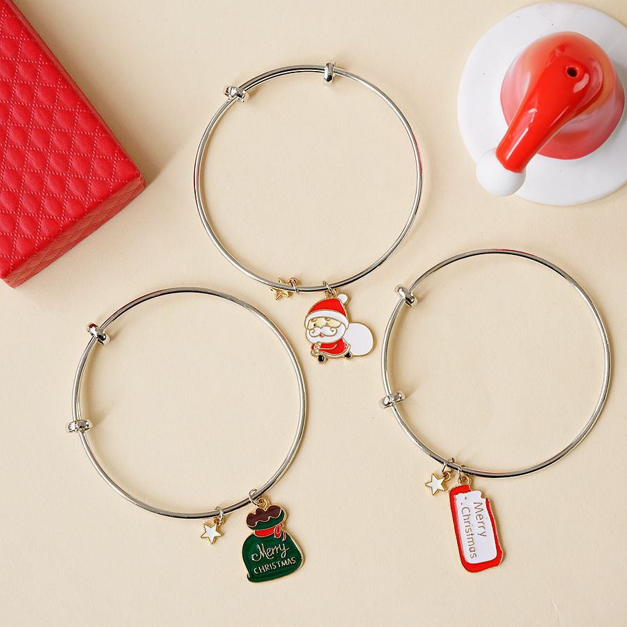 Cute Christmas Tree Santa Claus Alloy Womenu0027S Bracelets 1 Piece