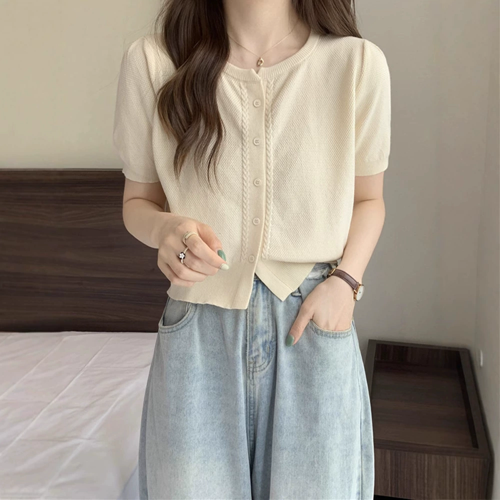 Женская летняя футболка из ледяного шелка, круглый вырез, короткий рукав, правое плечо, короткий топ, новый дизайн 2025 года, сексуальный, облегающий