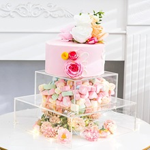 2 件套透明亚克力蛋糕架适用于甜点桌方形蛋糕架适用于婚礼生日