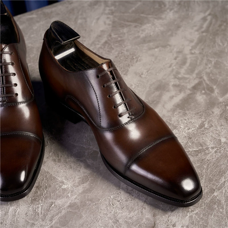 Новая мужская деловая повседневная кожаная обувь, простые увеличивающие оксфорды, Британский ветер, три сустава, мужская обувь