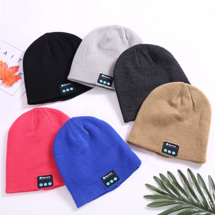 Cross-Border Amazon Bluetooth Headset Music Hat Knitted Hat Dual-Ear Stereo Sound Cold-Proof and Warm-Keeping Bluetooth Headset Hat