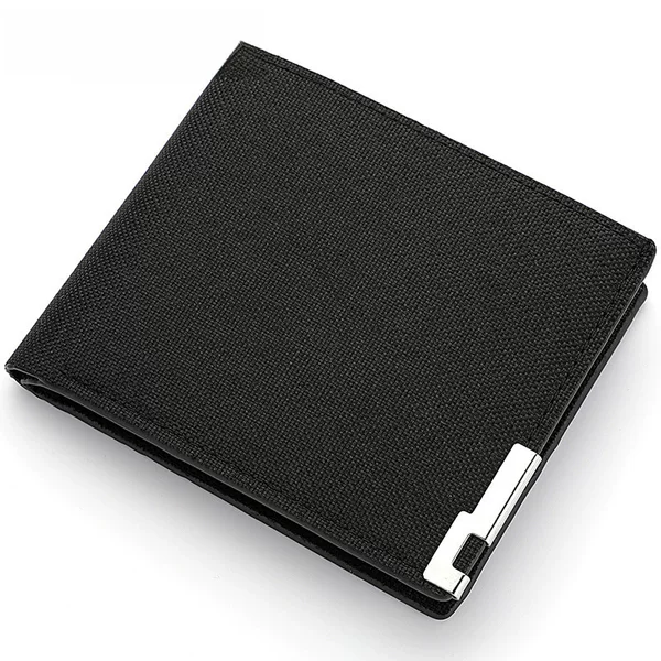 Men's simple canvas wallet men's short ultra-thin casual wallet men's folding wallet new American gold clip fashion