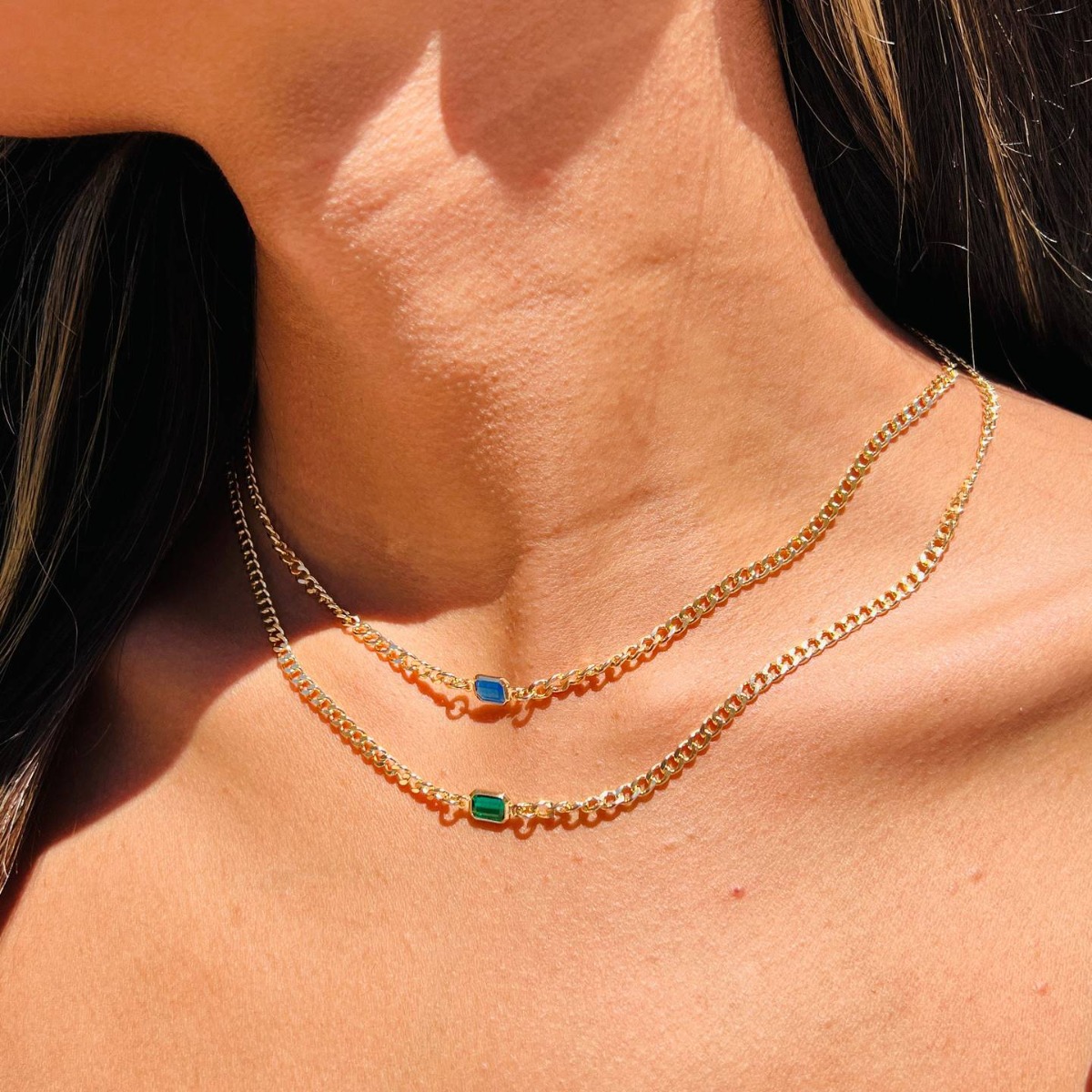 Collar de Corazón con Cadena Cubana, Bañado en Oro