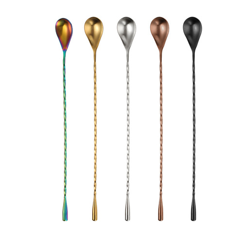 Source manufacturer 304 stainless steel threaded water drop bar spoon juice stirring stick bar cocktail shaker