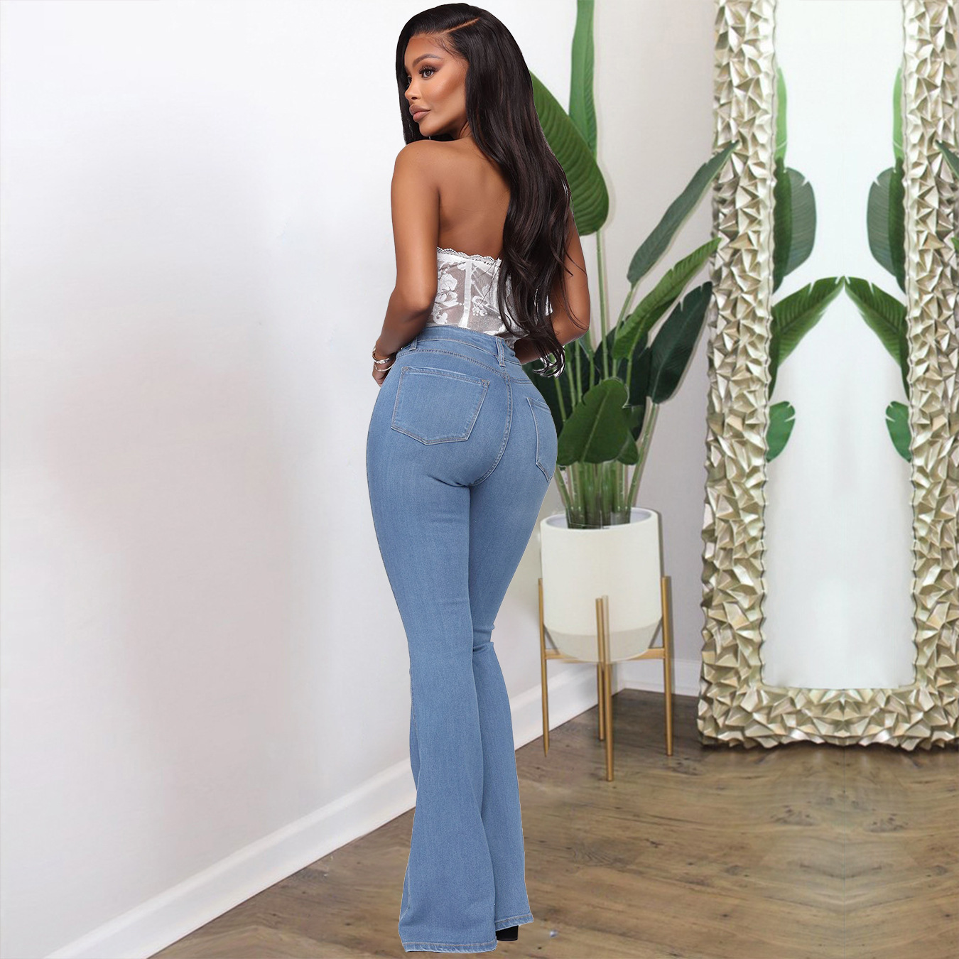 High Waist Bootcut Jeans NSGYY107737