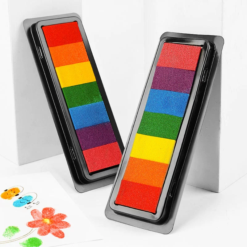 Детский граффити семицветный штамп для чернил с длинными пальцами Inkpad DIY ручной счет резиновый штамп цветной штамп