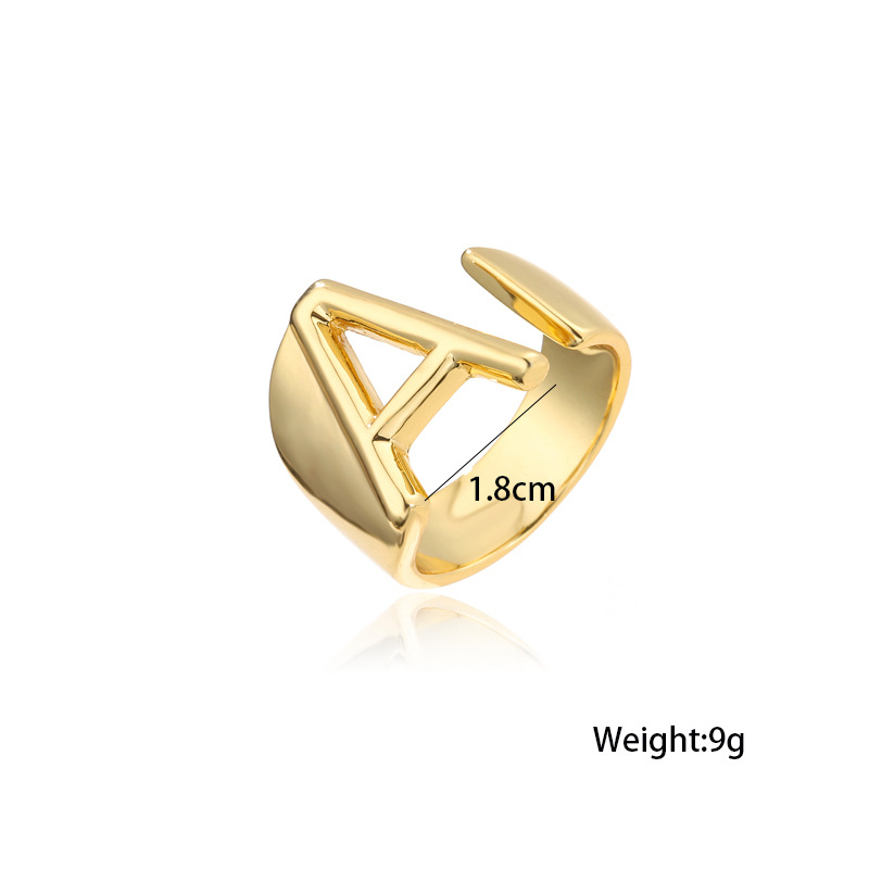 Wholesale New 18k Copper Gold-plated Alphabet Open Ring Nihaojewelry display picture 20