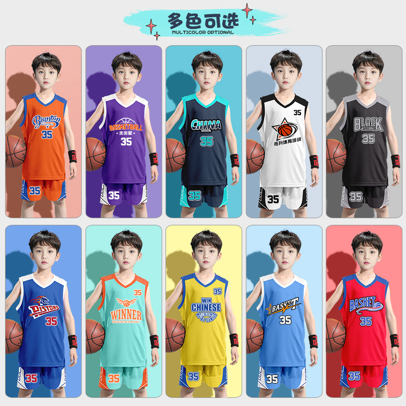 Children's Basketball Uniform Suit Boy's Customized Training Camp Summer Quick-Drying Game Training Team Uniform Primary School Girl's Jersey