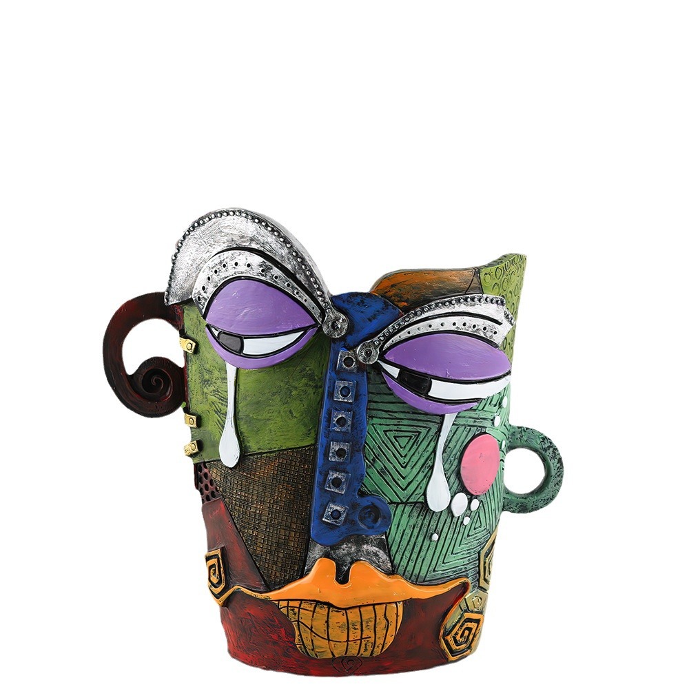  New Products Tears Face Abstract Colorful Flower Pot Creative Art Home Desktop Courtyard Garden Set Ornaments
