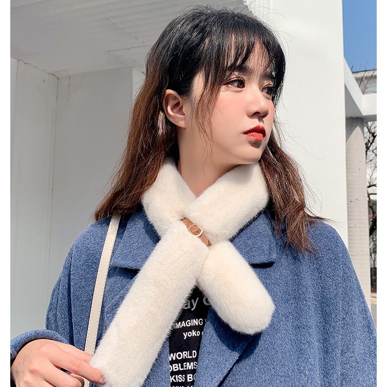 가을과 겨울 귀여운 새로운 일본 스타일 가짜 렉스 토끼 모피 소녀의 벨트 버클 스카프 여성의 한국 스타일 패션 모든 경기 학생