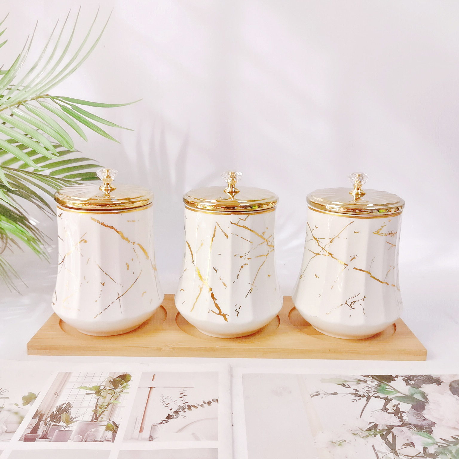 Cubierta de oro de grieta blanca de 500ml + Taladro superior + embalaje de caja de color