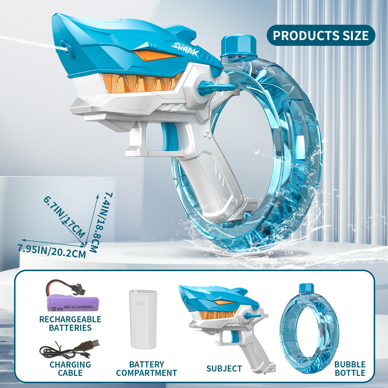 L'acqua è un prodotto transfrontaliero molto venduto, un giocattolo per bambini a forma di squalo elettrico, un distributore d'acqua completamente automatico di grande capacità_voghion.com