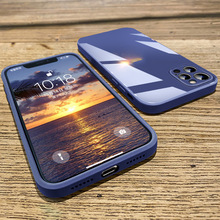 适用iPhone14液态玻璃手机壳苹果13 Pro马卡龙XS MAX/11/XR保护套