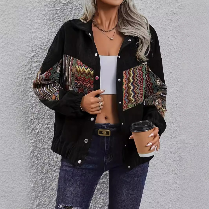 Europe and the United States cross-border hot selling stitching ethnic style lapel cardigan coat women's autumn and winter ~ AliExpress independent station Europe and the United States cross-border hot selling stitching ethnic style lapel cardigan coat women's autumn and winter ~ AliExpress independent station