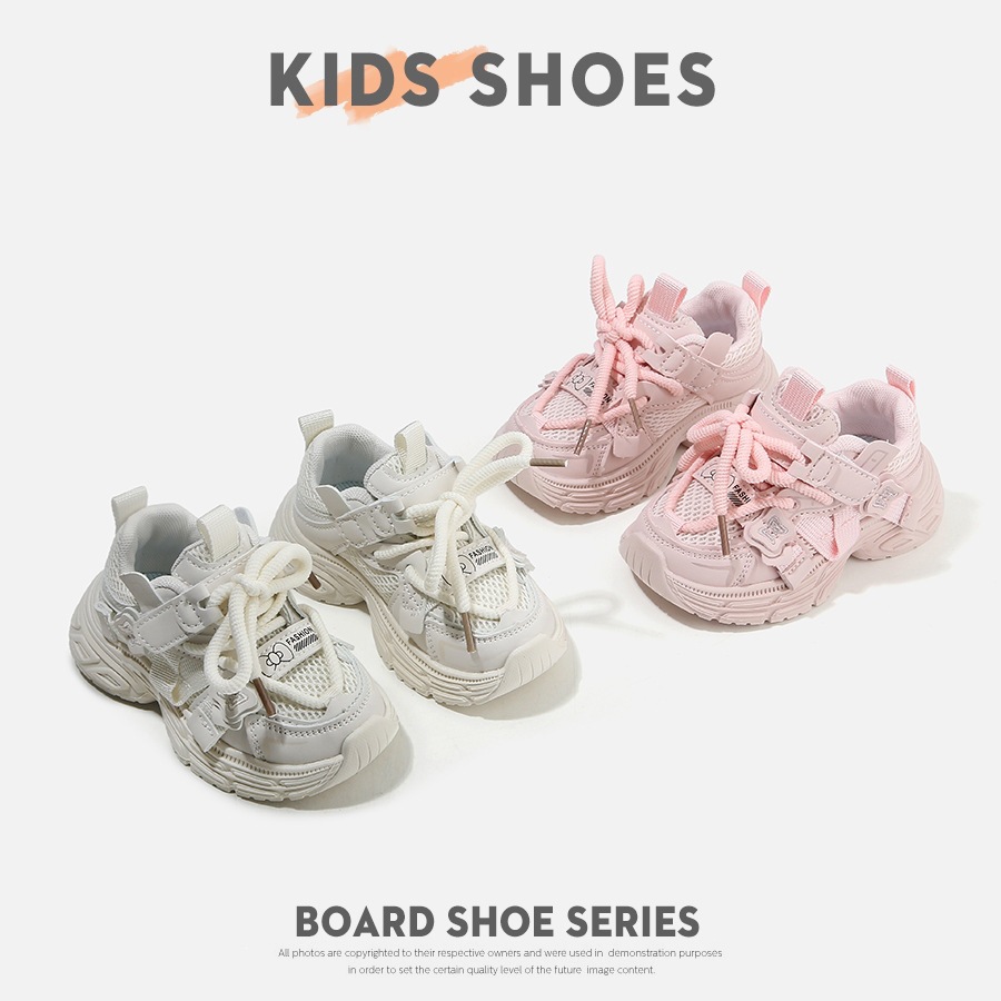 Mädchen-Sneaker im Prinzessinnen-Stil mit Farbblock-Design, lässig, sportlich, weiß, trendiges Dopamin-Design, Kinderschuhe_voghion.com