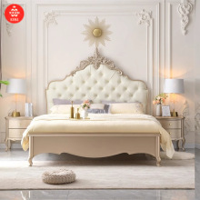 新款法式轻奢高级高端组合套装欧式实木床双人床粉色真皮家居家具