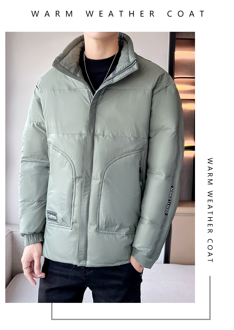 Men's Clothing white duck cotton winter men's cotton jacket men's short thick warm fashion stand collar jacket men_voghion.com
