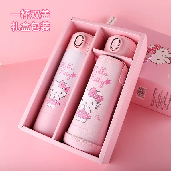 Hello Kitty Children's Double-Lid Insulated Cup 316 Stainless Steel Straight Cup with Straw School Water Bottle Gift Box High Aesthetic Value