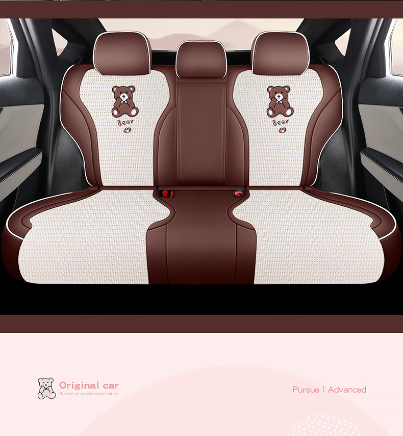 2021-24 BYD Qin PLUS special seat cover leather hemp stitching car cushion cartoon bear four seasons
