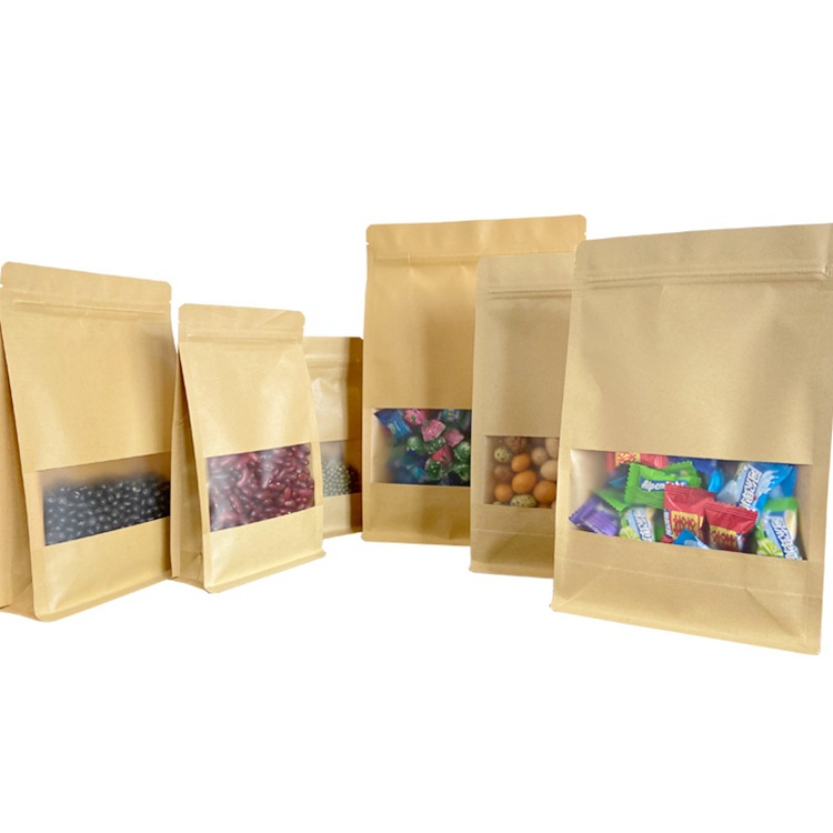 八边封牛皮纸降解袋开窗全生物降解复合包装袋可自然分解无公害