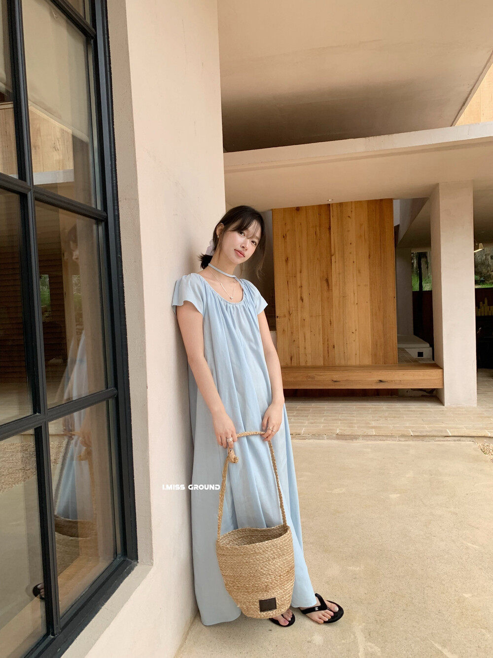 Đầm maxi nữ thắt eo chất liệu tencel linen phong cách nghỉ dưỡng Hàn Quốc — xanh đậm, màu sắc, màu hồng, dưa lưới chi tiết 6