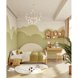Children's Room Wallpaper for Boys and Girls Simple Wall Covering Princess Room Wall Covering Small Fresh Clouds Bedroom Bedside Background Wallpaper