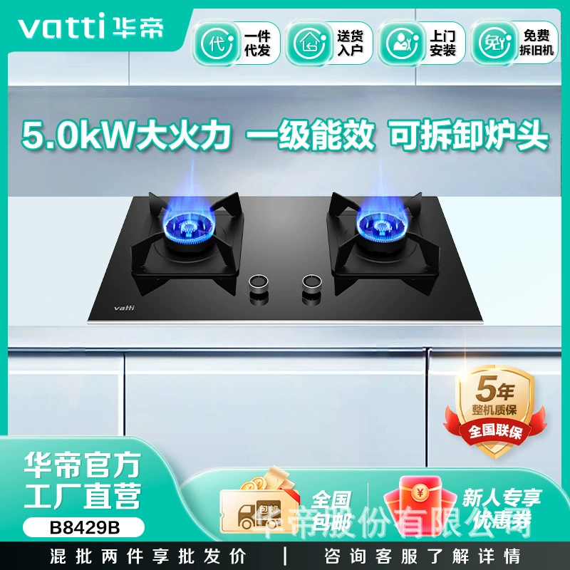 Двойная горелка Vantage JZT-B8429B / черная стеклянная панель 12T с мужским переносом