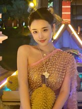 泰国传统服装女鞠婧祎搭配个人旅拍摄吊带服装钉珠纱泰国曼谷