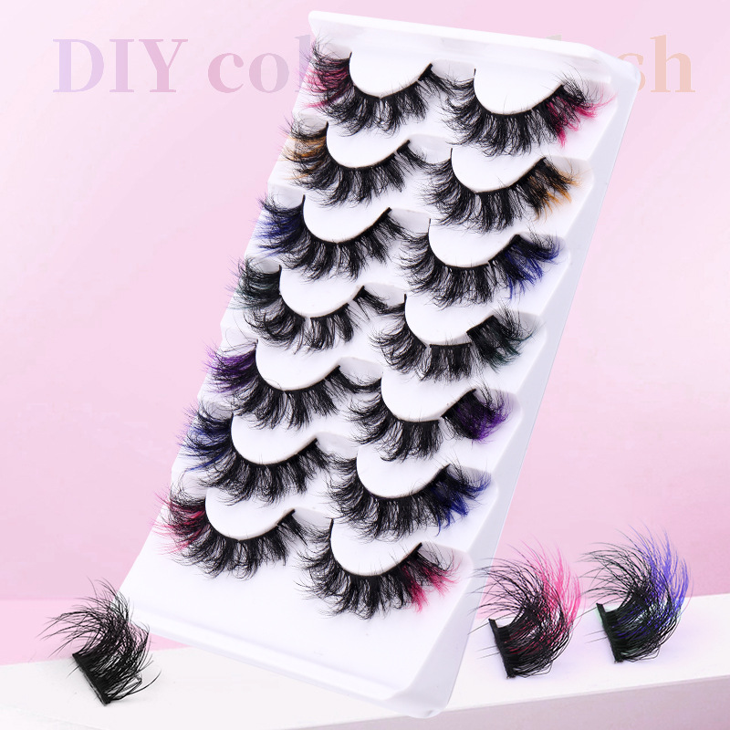 Nova 7-parna barvna imitacija minkovega krzna, segmentirana umetna trepalnica z naravnim kodranjem in napihnjenim slogom, simulirane cepljene trepalnice_voghion.com