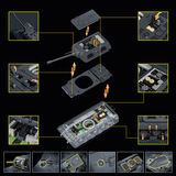 12GO Новый продукт 97020E100, тяжелый танк, крыса, башня, сложная головоломка, строительный блок, игрушка для мужчин