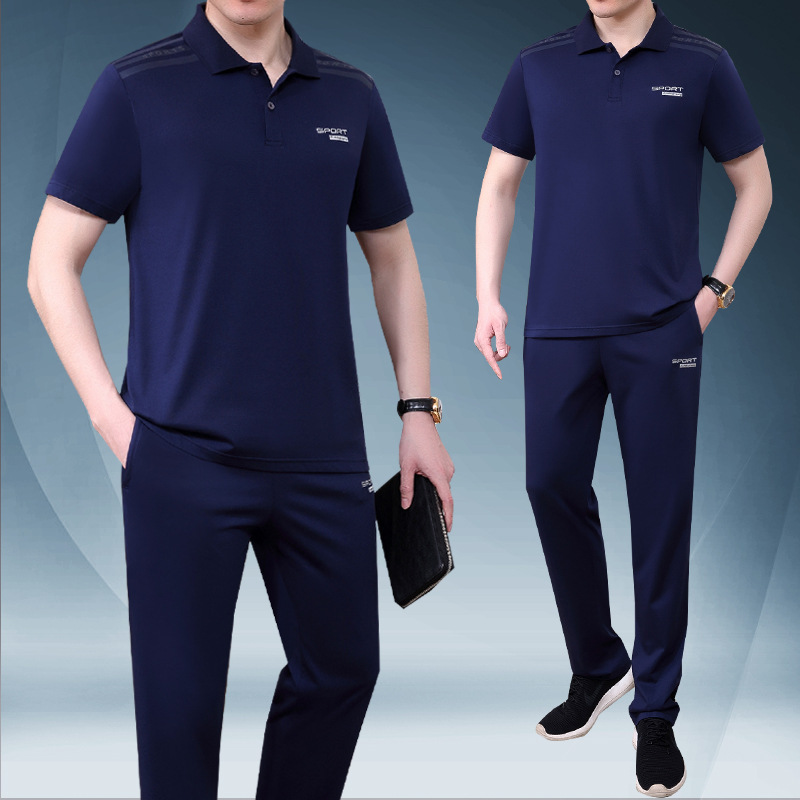 Dad's short-sleeved shorts suit summer sportswear leisure sports for middle-aged and elderly suit middle-aged men