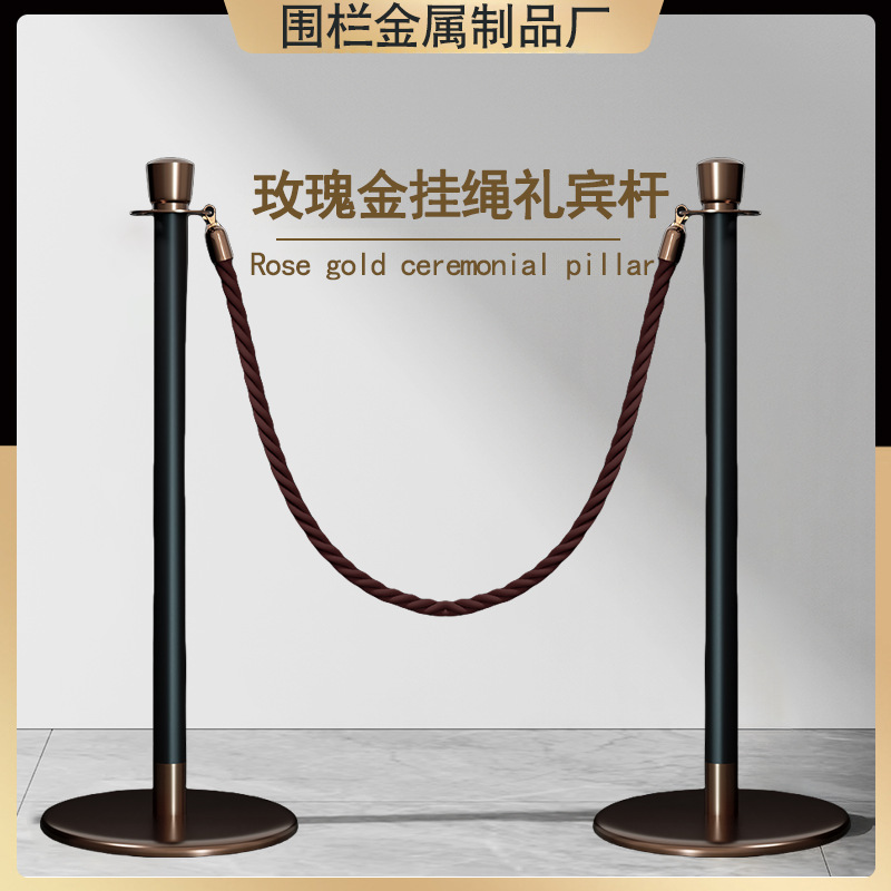 礼宾杆挂绳商场CBD一米线栏杆迎宾伸缩带隔离U型玫瑰金围栏