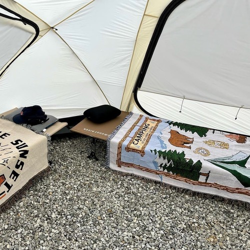 亚马逊不侵权 camping 露营沙发毯盖毯毛毯 火把 绿色