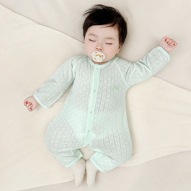 Baby overcoat de verano ropa de recién nacidos 0 hombre marzo 6 mujer 9 ropa de harina para niños pijamas delgados de manga larga ropa de verano bebé
