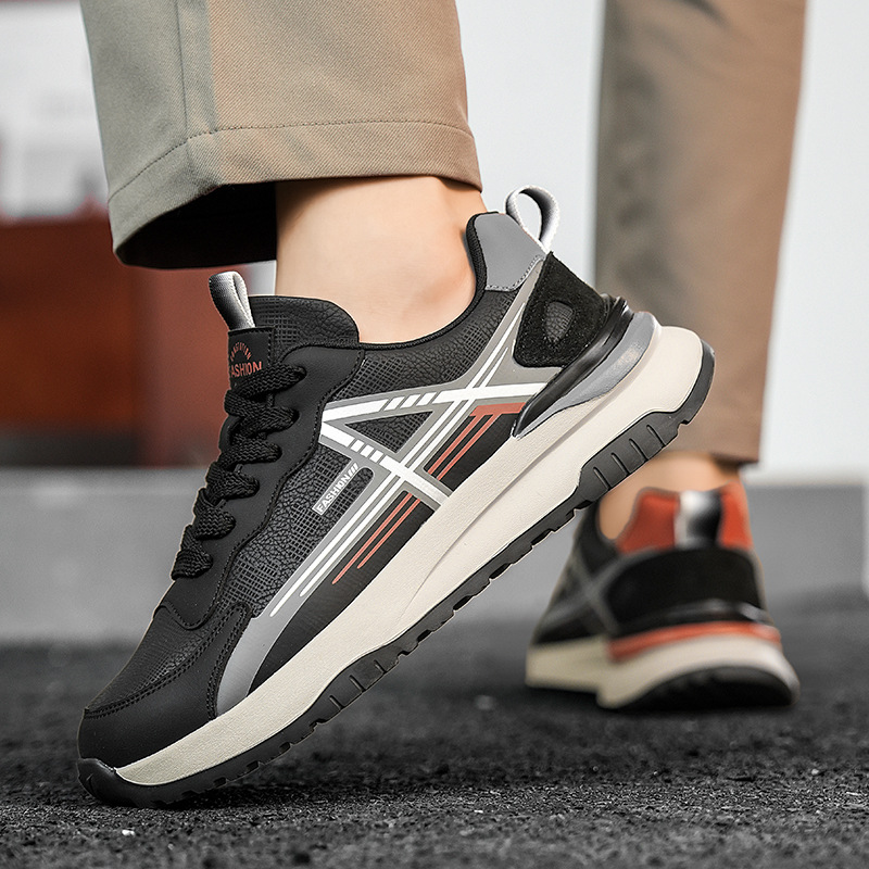 男鞋秋冬款舒适休闲鞋子百搭厚底高端阿甘鞋潮流防滑增高软底潮鞋