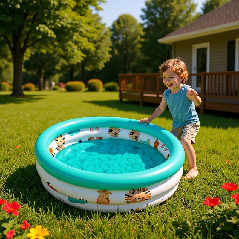 Pvc Three-Ring Pool Kidsren's Inflatable Swimming Pool Round Bubble Bottom Paddling Pool Baby Fishing Play Sand Ocean Ball
