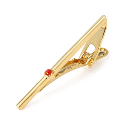 Light and luxurious men's crystal zircon thin tie clip Rose gold exquisite slim crystal tie accessories collar clip