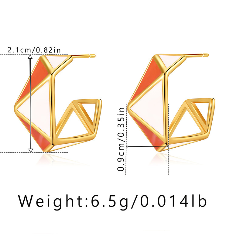 1 Paire Rétro Sucré Triangle L'oeil Du Diable Forme De Cœur Émail Placage Incruster Le Cuivre Zircon Plaqué Or 18k Boucles D'oreilles display picture 13