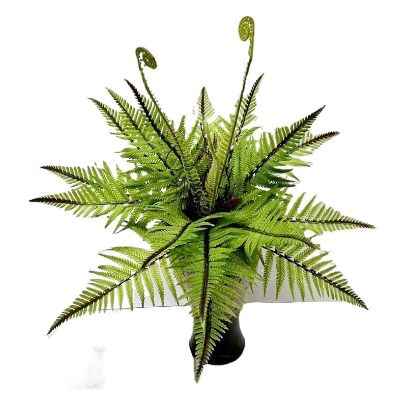 Artificial large and medium size Fern landscape layout rubber material Fern Leaf Rod with plush Chinese decoration commonly used plant monkey head grass
