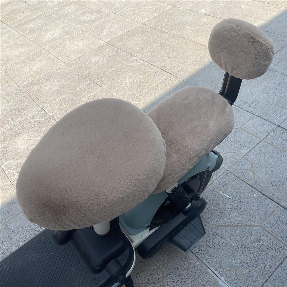 Electric Vehicle Plush Seat Cover Plus Velvet and Thickened Electric Vehicle Seat Cushion Cover Knife Table Bell Emma Warm Electric Vehicle Seat Cushion