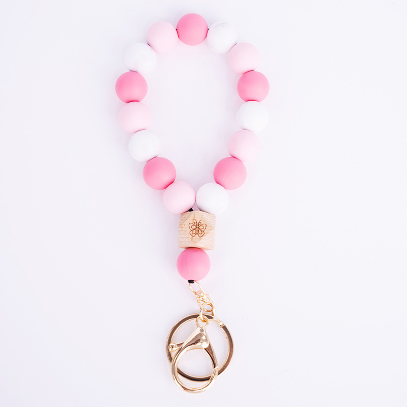 Amazon cuentas de silicona pulsera llavero de aleación DIY cuentas de madera metal pulsera de caucho de silicona llavero al por mayor