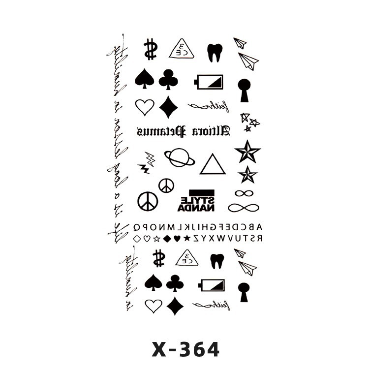 Arco de flor pequeña pegatinas de tatuaje fresco 3D dibujos animados transfronterizo Henna rosa impermeable texto en inglés pegatinas de tatuaje