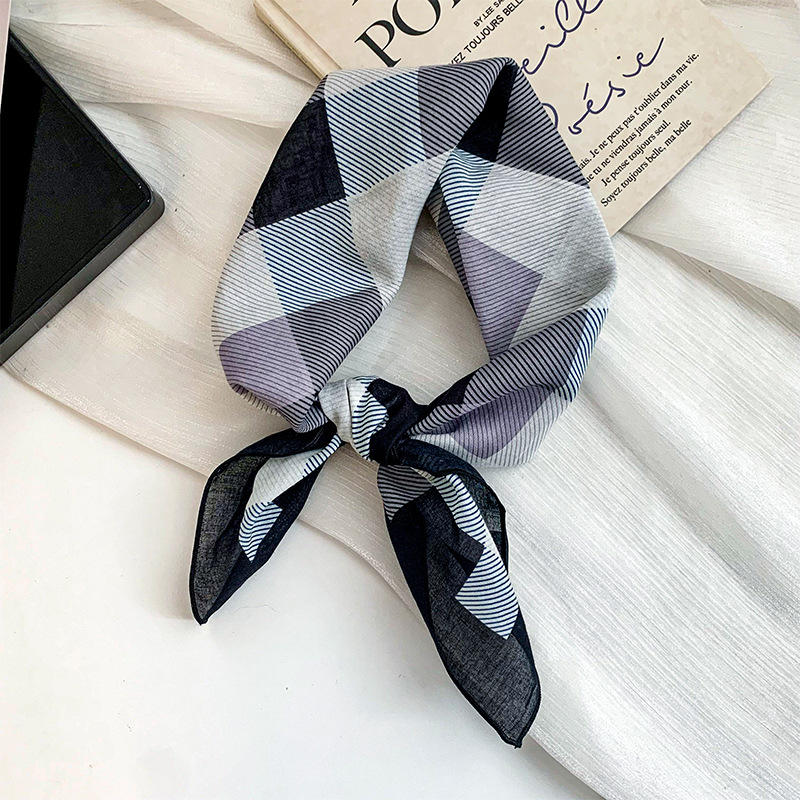 Bufanda de seda, pañuelo cuadrado, algodón, pañuelo decorativo literario de estilo coreano de alta gama, bufanda, chal pequeño, turbante, diadema, accesorios para el cabello