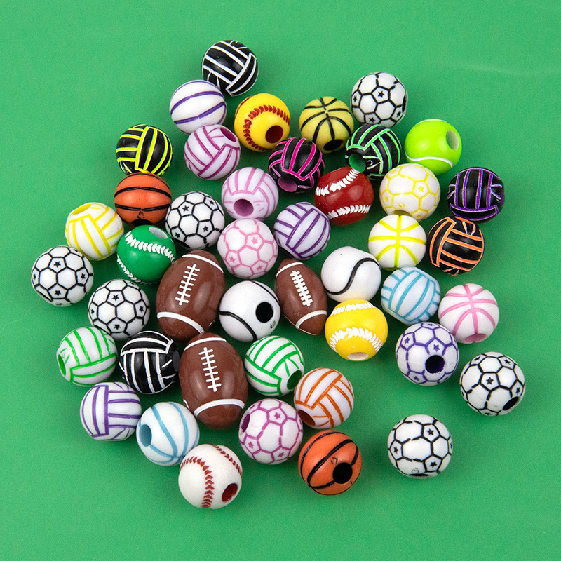 diy Jewelry Accessories Acrylic Football Rugby Basketball Volleyball Loose Bead Bracelet Jewelry Handmade Beading Material