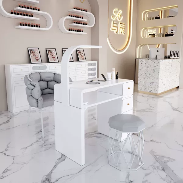 Nail Art Table for Single or Double Use, Light Luxury, Trendy Ins-Style Nail Table, Cream Style with a High-End Feel, Specialized Table for Nail Salons