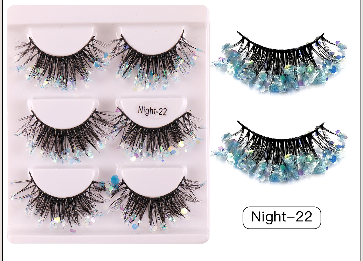 Cross-Border Luminous Sequins False Eyelashes Stage Performance Multi-Layer Thick Curl A Volume Of Colored Eyelashes Eyelash Wholesale display picture 5