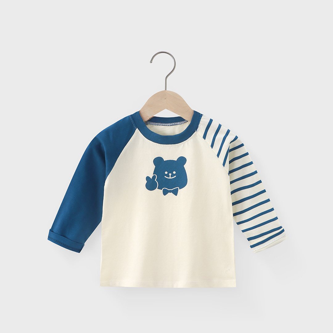 2025 nueva camiseta de algodón para niños camisas de algodón para niños de manga larga una sola pieza de ropa de algodón para mujeres de clase A dibujos animados para niños de moda