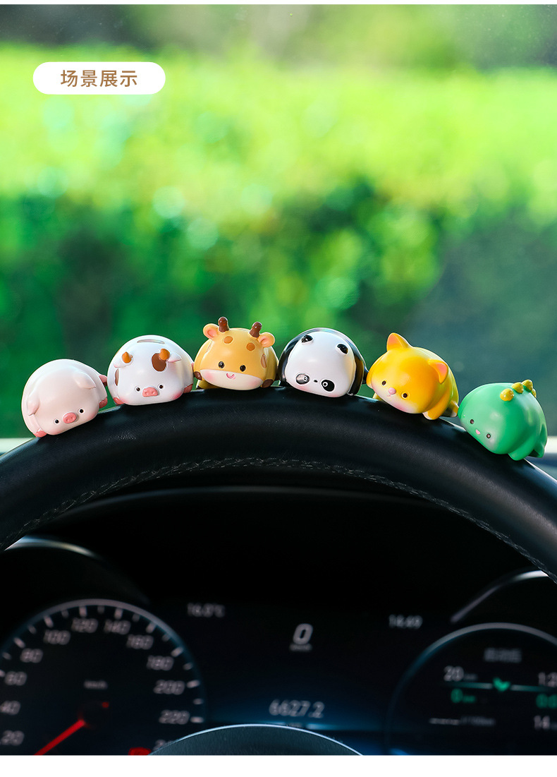 New Cute Car Ornaments Car Center Console Computer Display Decoration Cartoon Lying Doll Cartoon Animal